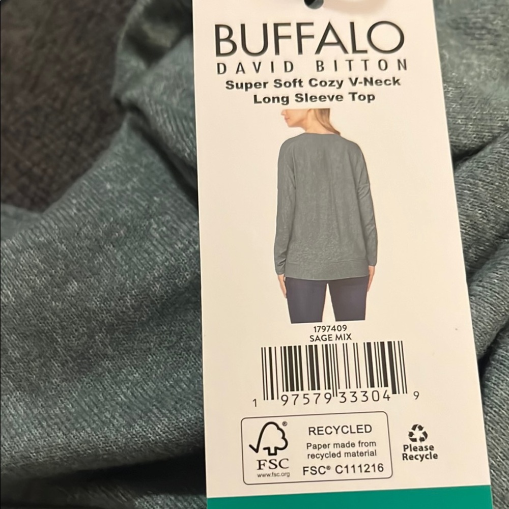 Buffalo David Bitton Green Crew Neck Sweater Soft Fabric